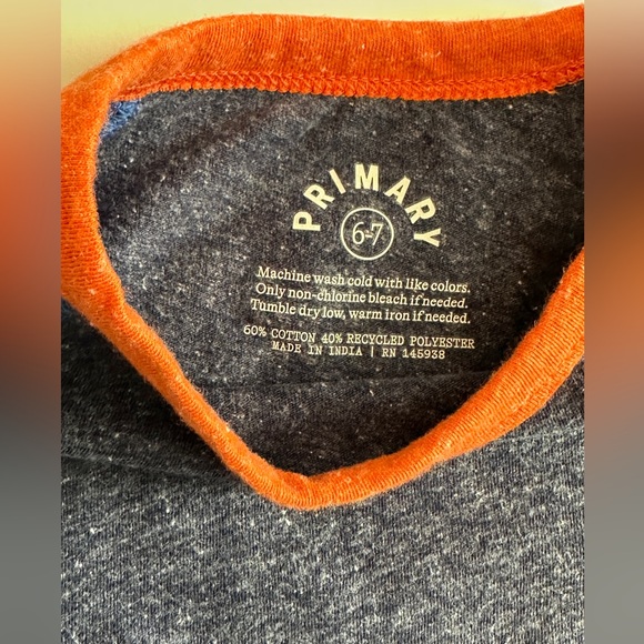 NWOT Primary Clothing  Kids Heathered Long Sleeve Baseball Tee - Picture 4 of 5